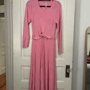 Anthropologie Pink Long Sleeve Midi Dress - L
